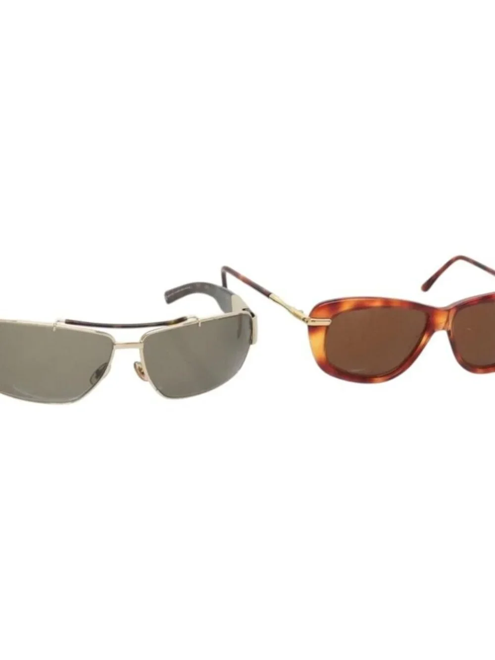 GUCCI Sunglasses Plastic Metal 2 Set Brown Black Auth bs29266